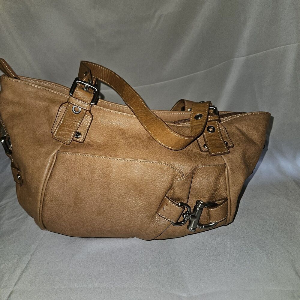 Vintage Nuovedive Carmel  Italian Leather Handbag Hobo Purse